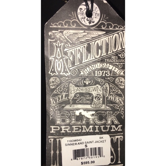 NWT Affliction Leather Moto Lace Up Biker Jacket - Picture 4 of 4